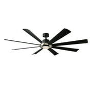 Aura Indoor and Outdoor 8-Blade 72in Smart Ceiling Fan in Brushed Nickel Matte Black with 3000K LED Light Kit and Remote Control